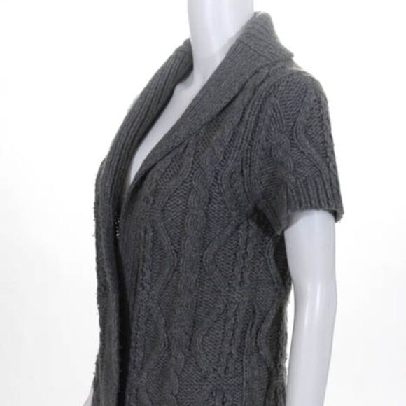 Anthropologie Sunner Gray Cable Knit SS Sweater XS - Picture 3 of 8